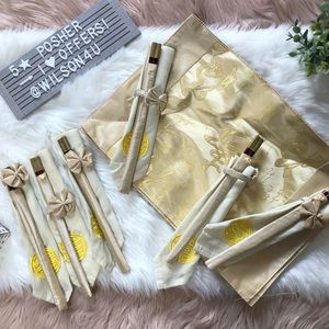 Asian Theme Gold/Tan Placemats Napkins and Chopsticks, Set of 6, New in package